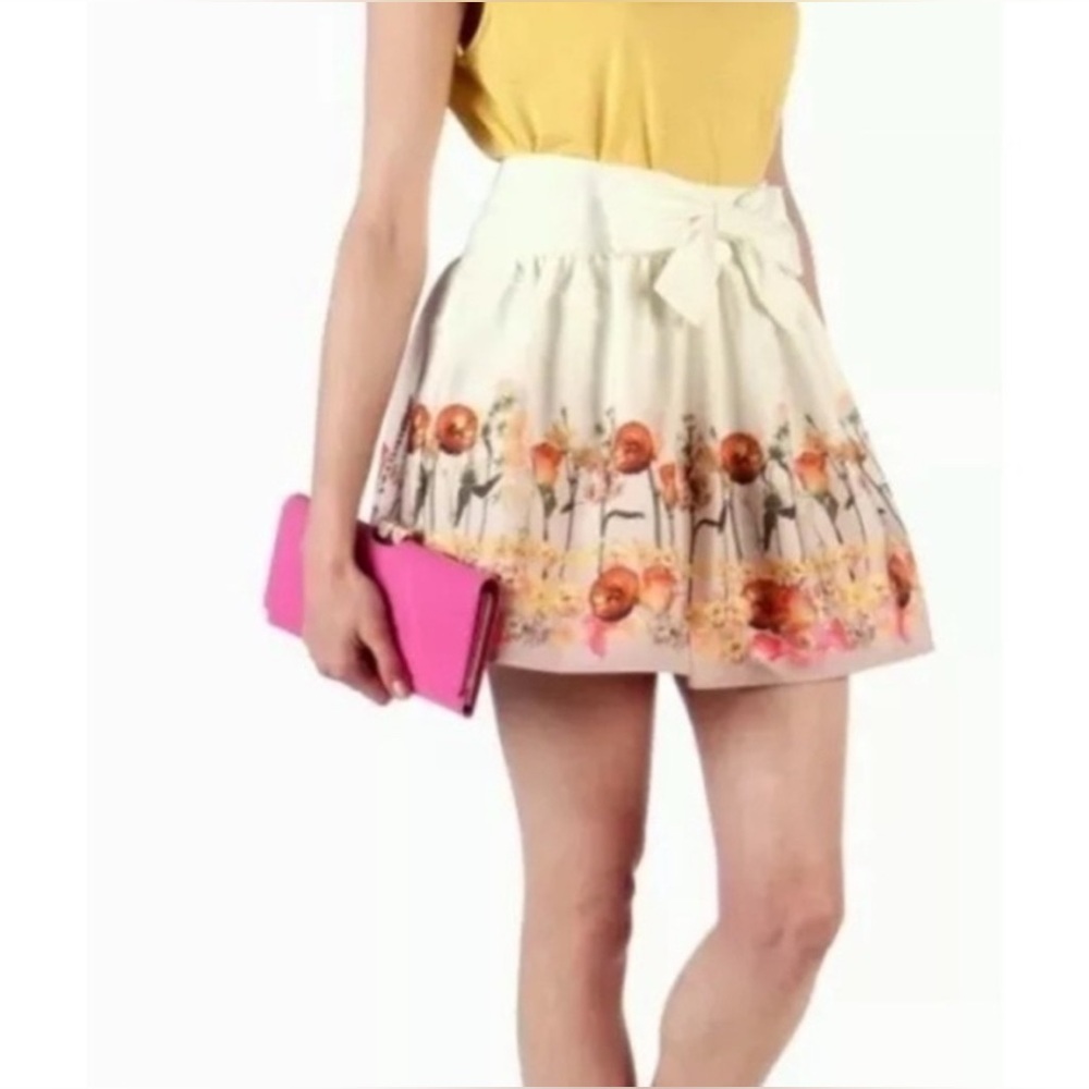 Ted Baker Floral Print Anniey Bow Front Mini Skirt size 3 NWT